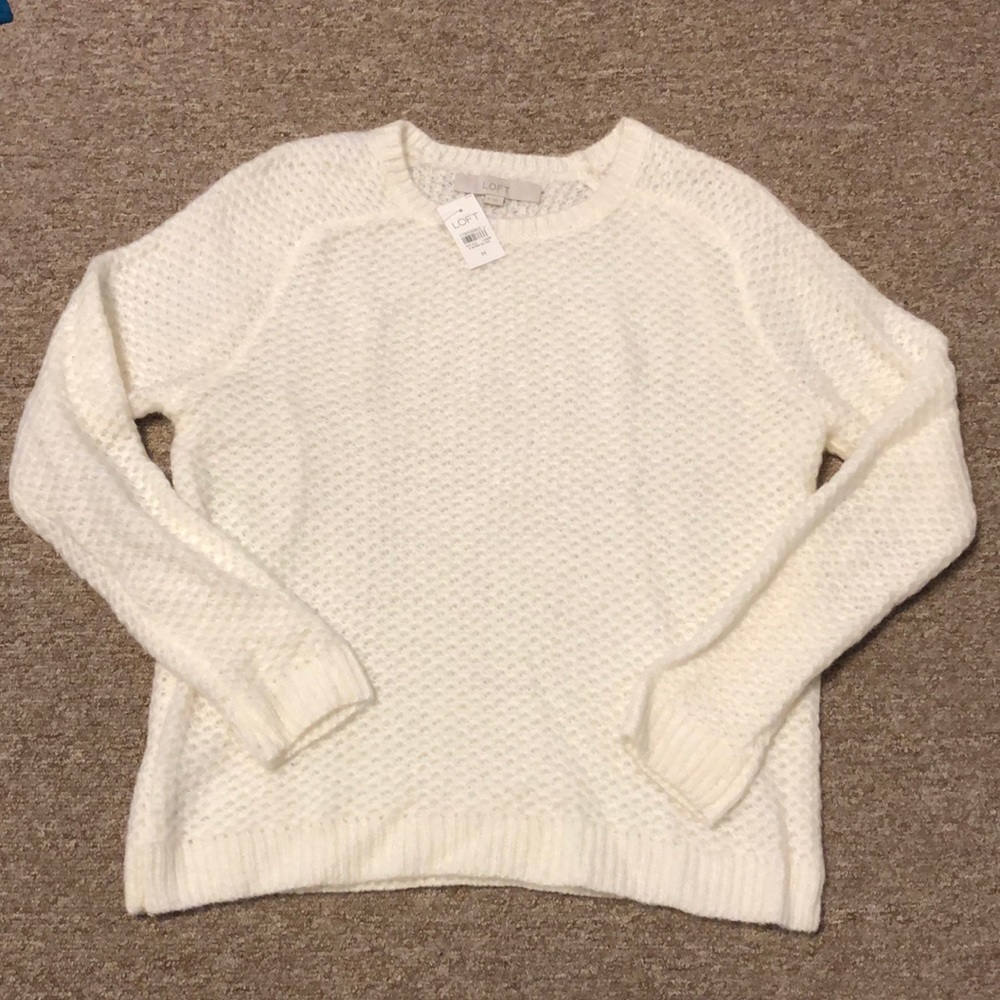 Ann Taylor Loft White Textured Sweater